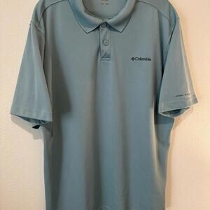 Columbia PFG Polo Shirt Mens Large Blue Omni-Shade UPF 30 Fishing Hiking